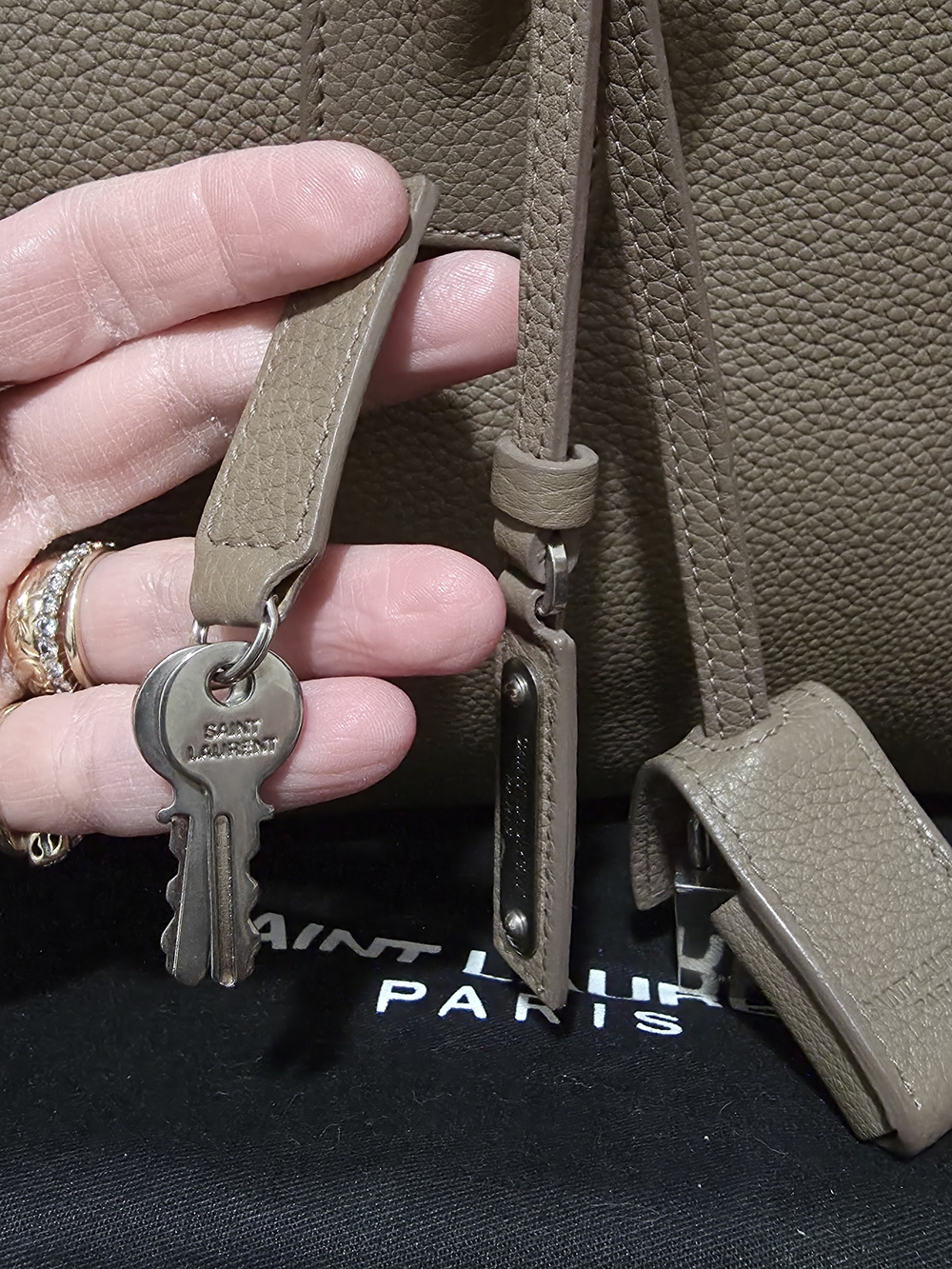 Saint Laurent Taupe Leather Tote Bag - Picture 9 of 16